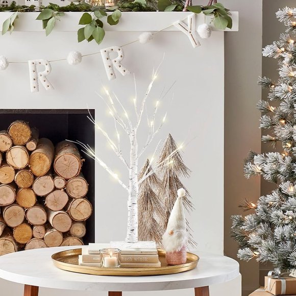 2 Pack 24” Birch Tree White Light 18LT Warm Battery Powered Timer Home Decor - Picture 7 of 7